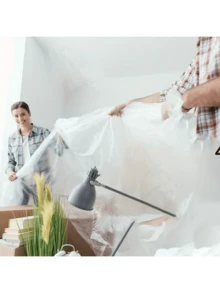 Lona plástica resistente, lámina transparente extra grande para protección de muebles y pisos, funda impermeable para sofá para pintura, remodelación y prevención de polvo en proyectos de mejora del hogar (sin modelo de posicionamiento), funda para cabecera, accesorios de jardín al aire libre, artículos necesarios