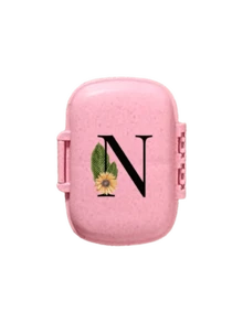 便携式 8 格密封药盒，防尘防潮，一周 7 天使用，黑色雏菊向日葵字母艺术字母设计，药丸、胶囊和维生素收纳盒，首字母旅行药丸收纳盒，8 格便携式 A-Z 字母药盒，每日维生素药盒，口袋钱包药品收纳盒小药丸容器，字母 ID 吊饰收纳盒 - 彩色 - 查看 29