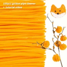 100/200/300/500/1000pcs Premium White Chenille Twist Tie Set, With Tutorial Video - Soft Fluffy Craft Sticks, Suitable For DIY Crafts, Christmas Decorations, Etc. - Golden - View 18