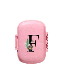 便携式 8 格密封药盒，防尘防潮，一周 7 天使用，黑色雏菊向日葵字母艺术字母设计，药丸、胶囊和维生素收纳盒，首字母旅行药丸收纳盒，8 格便携式 A-Z 字母药盒，每日维生素药盒，口袋钱包药品收纳盒小药丸容器，字母 ID 吊饰收纳盒 - 彩色 - 查看 34