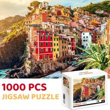 Adults 1000-Piece Mediterranean Oil Painting Puzzles - 70x50cm/27.56x19.69inch Big Size Jigsaw Puzzle Wall Art For Home Decor & Family Game Party,Suitable Toys Gifts For Mother'S Day, Father'S Day, Birthday Christmas Holidays