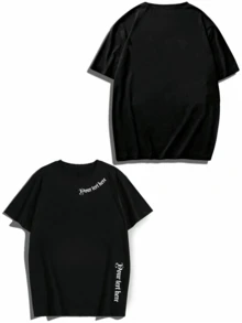 加大码个性化定制文字男士 T 恤，输入您的文字/祝福/有趣的引语/信息，节日礼物，情人节/生日/周年纪念定制文字，团队建设制服，音乐节，送给他的礼物，派对服装，春夏男士圆领短袖 T 恤，送给他的礼物，情人节礼物 - 黑色 - 查看 3