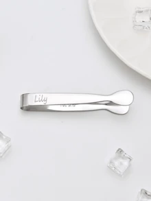 1件定制文字304不锈钢夹冰夹方糖夹冰块冰桶夹食物零食小夹子加厚多用途夹