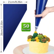 50 Disposable Piping Bags Per Pack, Extra-Large And Thickened 21-Inch Size, Suitable For Decorating Cookies, Cupcakes, And Dessert Cakes. A Must-Have For Back-To-School Season. - Blue - View 10