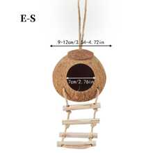 1pc 4-6 Inch Coconut Shell Bird Nest, Tiger Striped Parrot Warm Breeding Shelter, Hanging With Rope, Suitable For Small Birds, Hamsters, Reptiles, Amphibious Pets, Durable Habitat