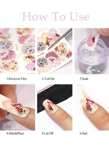 12/24designs 3D 卡通秋季南瓜指甲贴纸，秋季枫叶狐狸熊动物转印滑块，万圣节圣诞节 DIY 美甲艺术装饰技巧，美甲沙龙配件工具，美甲用品 - 彩色 - 查看 11