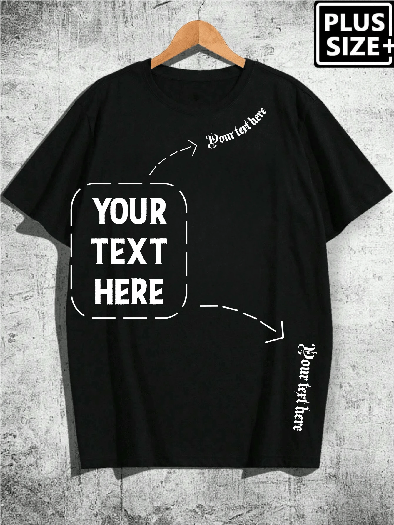 加大码个性化定制文字男士 T 恤，输入您的文字/祝福/有趣的引语/信息，节日礼物，情人节/生日/周年纪念定制文字，团队建设制服，音乐节，送给他的礼物，派对服装，春夏男士圆领短袖 T 恤，送给他的礼物，情人节礼物 - 黑色 - 查看 1