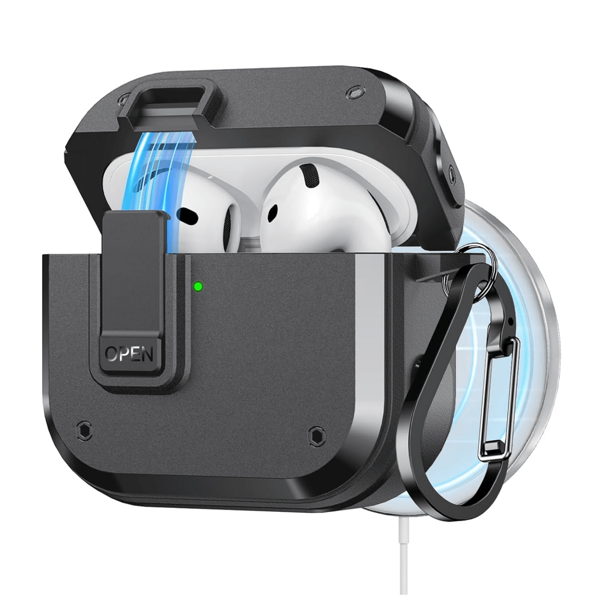 Funda compatible con el Estuche de de 4.ª generación, compatible con MagSafe, bloqueo magnético automático, para 4 con cancelación activa de ruido y cubierta de carga (2024)