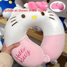 Sanrio 1 pezzo Cuscino da collo a forma di U con cartone animato Sanrio, allevia la fatica del collo, cuscino per il collo con gatto, cuscino per pisolino in ufficio, con morbidezza media, cuscino da viaggio portatile a forma di U