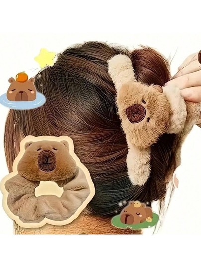 可爱水豚发箍发夹，洗脸时可以保护头发免受潮湿侵袭。[适用场合] 角色扮演的绝佳选择。可爱又漂亮——非常适合日常洗脸、趣味派对、约会、感恩节、圣诞节、生日派对、摄影道具、角色扮演、活动、聚会、摄影、化装舞会等场合。返校季发饰