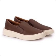 Men's Premium Yacht Synthetic Loafer Sneakers, Comfortable And Soft - Rust Brown - View 2