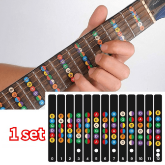 Unleash Your Guitar Potential With Self-Learning Fretboard Note Stickers - Includes Random Colors! Celluloid Picks, Heart-Shaped Pick Guards Set, For Guitar/Electric Guitar/Bass/Ukulele