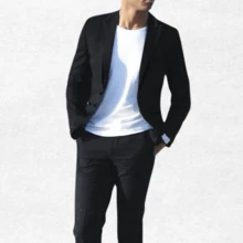 Men's Slim Blazer In Lightweight Fabric – Ideal For Spring And Summer - 黑色 - 查看 3