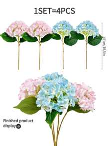 4 件人造花绣球花束，假花适用于墙壁、客厅、卧室、婚礼、派对装饰、桌面装饰。家居、桌面装饰、厨房、婚礼、餐桌、中心装饰、办公室、花园、户外、房屋、露台装饰、春季、夏季、秋季和冬季装饰