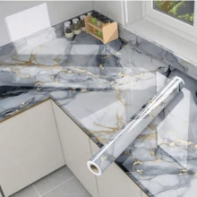 1 Roll Of Luxurious Wall Vinyl Self-Adhesive Wallpaper, 3D Wall Stickers Self-Adhesive Detachable Wallpaper, Used For Kitchen Splash-Proof Panels, Countertops, Bathroom Basins, Masonry And Wood Grain Styles, Home Decoration And Room Decoration - Baby Blue - View 8