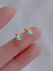 2pcs Moonstone Earrings For Women, Minimalist Summer Stud Earrings With Screw Back Closure, Petite Ear Jewelry For Daily Wear