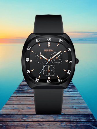  Reloj Biden Para Mujer De Cara De Diamante Y Cuarzo, Resistente Al Agua Con Correa De Silicona