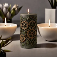 3D Botanical Gear Silicone Mold Set For DIY Resin Casting Mold, Plaster Decor & Steampunk Candles - Industrial Home Display, Themed Party Props, Unique Gift Making-1pc