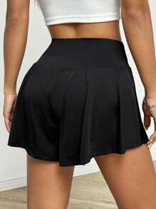 Plus Size Women's Casual Solid Color Knit Fabric Shorts, Asymmetric Design, Short Length, Comfortable Fit