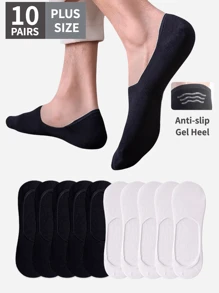 10 pares de calcetines de hombro diagonal en blanco y negro para pareja de talla grande, calcetines deportivos suaves y cómodos