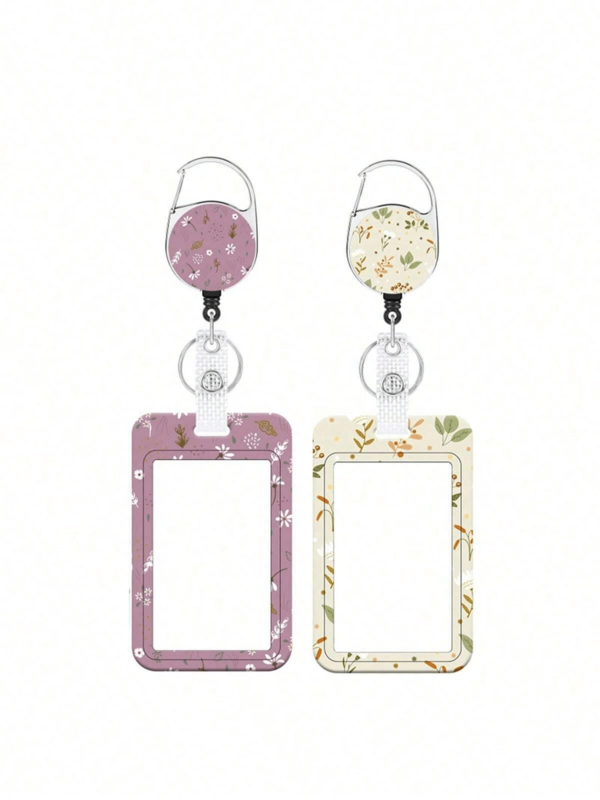 1 Set (1 Retractable Buckle + 1 Card Holder) Beautiful Autumn Style Name Badge Holder With Metal Keychain, Casual & Versatile For Medical/Office Staff, Students, Teachers, Retractable ID Badge Reel, Backpack/Car Decor, Holiday Gift, School Supplies,Back To School