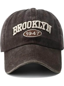 1 Pieza Gorra de béisbol con estilo lavado 1947 y bordado 3D de letras - Brooklyn para mujer, gorra de sol vintage, sombrero de sol ajustable para exteriores, estilo Y2K para hombre