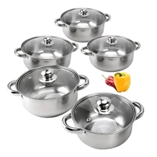 5 peças/ Conjunto de panelas em aço inox com tampa de vidro cozinha multiuso