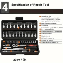 12pcs/46pcs Professional Automotive Master Tool Kit - High-Quality Tools Set For Car, Bicycle And Motorcycle Repair - Compact, Portable, All-In-One Solution With Ratchet Wrench, Various Screwdriver Sets, Battery Not Included - One Of The Essential Travel Tool Kits
