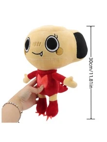 Molutian Dandy's World 红色恐龙打鼾雪莉毛绒玩具 | 柔软的动漫毛绒动物，带有心形设计，是送给孩子和动漫迷的可爱收藏礼物，富有表现力的眼睛，令人想抱抱的毛绒玩具 - 彩色 - 查看 6