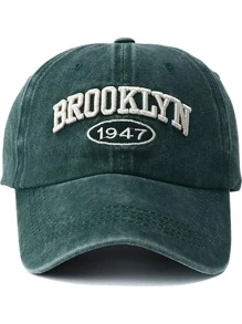 1 Pieza Gorra de béisbol con estilo lavado 1947 y bordado 3D de letras - Brooklyn para mujer, gorra de sol vintage, sombrero de sol ajustable para exteriores, estilo Y2K para hombre