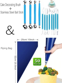 50 Disposable Piping Bags Per Pack, Extra-Large And Thickened 21-Inch Size, Suitable For Decorating Cookies, Cupcakes, And Dessert Cakes. A Must-Have For Back-To-School Season. - Blue - View 14