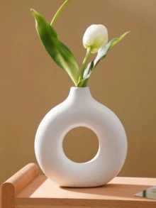 波西米亚风格 1/3 件白色陶瓷花瓶套装 - 非常适合香蒲，非常适合婚礼和家居装饰，非常适合客厅、卧室和咖啡桌的圆形中心装饰