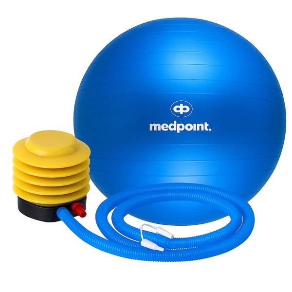 Bola de Pilates Ioga Fisioterapia Bola Suiça Gym ball Swiss Ball Ginástica Aguenta até 200kg - com Bomba de Ar Cor Azul