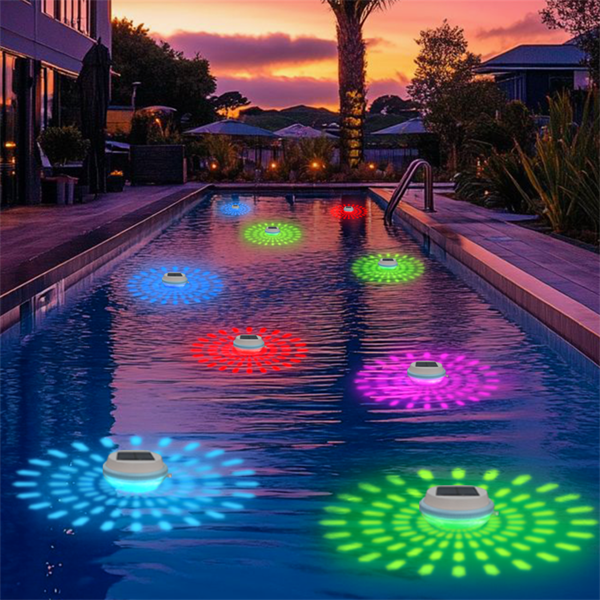 1 pièce Lumière solaire flottante RGB changeant de couleur, s'allume automatiquement la nuit, design flottant, lumière à gradient multicolore RGB, convient pour les piscines extérieures, les terrasses, l'éclairage de décoration pour les fêtes