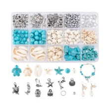 1 盒海洋主题串珠套装，夏季假日风格友谊手链工艺套装，含粘土珠，可用于珠宝制作 - 项链、手链、耳环 DIY 工艺品、节日礼物 - 彩色 - 查看 4