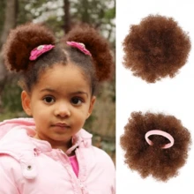 Kids Puff Ponytail Extensions 2Pcs Synthetic Small Afro Kinky Curly Hair Bun For Little Girls Comfortable Lightweight Hairpieces - Multicolor - View 14