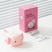 Cute Axolotl Night Light - Touch-Activated USB Rechargeable LED Lamp With Timer, Soft Silicone Pink Salamander Bedside Decor For Nursery, Birthday, Christmas Gifts, Christmas Decor