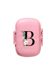 便携式 8 格密封药盒，防尘防潮，一周 7 天使用，黑色雏菊向日葵字母艺术字母设计，药丸、胶囊和维生素收纳盒，首字母旅行药丸收纳盒，8 格便携式 A-Z 字母药盒，每日维生素药盒，口袋钱包药品收纳盒小药丸容器，字母 ID 吊饰收纳盒 - 彩色 - 查看 31