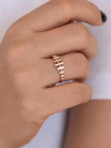 1 pieza Anillo elegante y lujoso de estilo minimalista de plata de ley 925 enchapado en oro con piedras de circonita pavé, adecuado para uso diario, citas, fiestas y eventos sociales de mujeres - anillo de oro - Ver 4