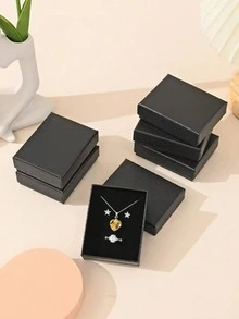 12pcs/Set Simple & High-Grade Jewelry Packaging Box For Earrings, Rings, Necklaces, Pendants, Suitable For Holiday Gifts Packaging - Black - View 2