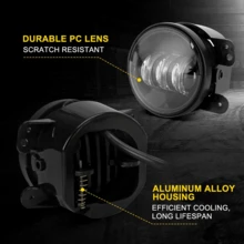 DrViAion 1对4英寸LED白色/琥珀色雾灯适用于JK Unlimited JK 07-18款前保险杠LED芯片驾驶越野雾灯 - 6000KWhite /3000K Amber - 查看 3