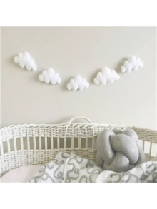 Decoración colgante de nube de fieltro nórdico, para habitación de niños, dosel de cuna, decoración de habitación - blanco puro - Ver 1
