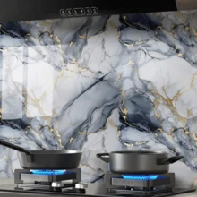 1 Roll Of Luxurious Wall Vinyl Self-Adhesive Wallpaper, 3D Wall Stickers Self-Adhesive Detachable Wallpaper, Used For Kitchen Splash-Proof Panels, Countertops, Bathroom Basins, Masonry And Wood Grain Styles, Home Decoration And Room Decoration - Baby Blue - View 7