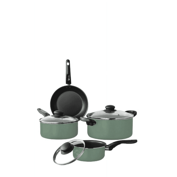 7 Piece Nonstick Aluminum Pots And Pans Cookware Set, Green