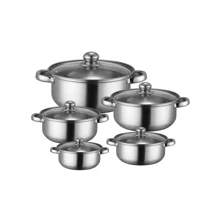 5 peças/ Conjunto de panelas em aço inox com tampa de vidro cozinha multiuso