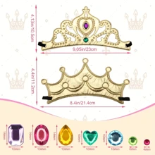 3pcs Princess Crown Set - DIY Party Crowns, Including 6 Crowns And Crystal Patches, Hand-Made Diamond Patch Crown, Suitable For Parties And Birthdays, Ideal Stickers And Small Gifts (Crown Style And 3 Sticker Sheets Randomly Included)