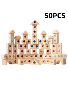 32 件/50 件木制几何宝石积木 - 益智玩具，适合男孩和女孩的完美圣诞礼物