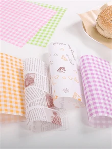 100pcs/200pcs/50pcs Greaseproof Paper Liners Sandwich Wrapping Paper, 4 Colors Wax Paper Sheets, Kitchen Baking Paper Cake Box Liner Oil Absorbing Paper Plaid Plate Liner Hamburger Bread Sandwich Coating Paper For BBQ Picnic Festival Party Fast Food