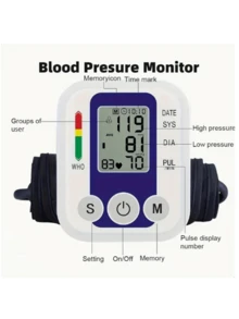 1pc Blood Pressure Monitor, Household Automatic Blood Pressure Measuring Instrument, Arm-Type Blood Pressure Monitor, Neutral English Blood Pressure Monitor USB Plug-In Use-This Tool Does Not Include Batteries! - Multicolor - View 5