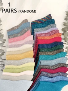 1/3/5 Đôi Tất Ngắn Lấp Lánh Cho Nữ, Tất Ngắn Thời Trang Thoải Mái Đa Năng, Thích Hợp Cho Tiệc/Tụ Tập/Mặc Hàng Ngày - Nhiều màu - Xem 12